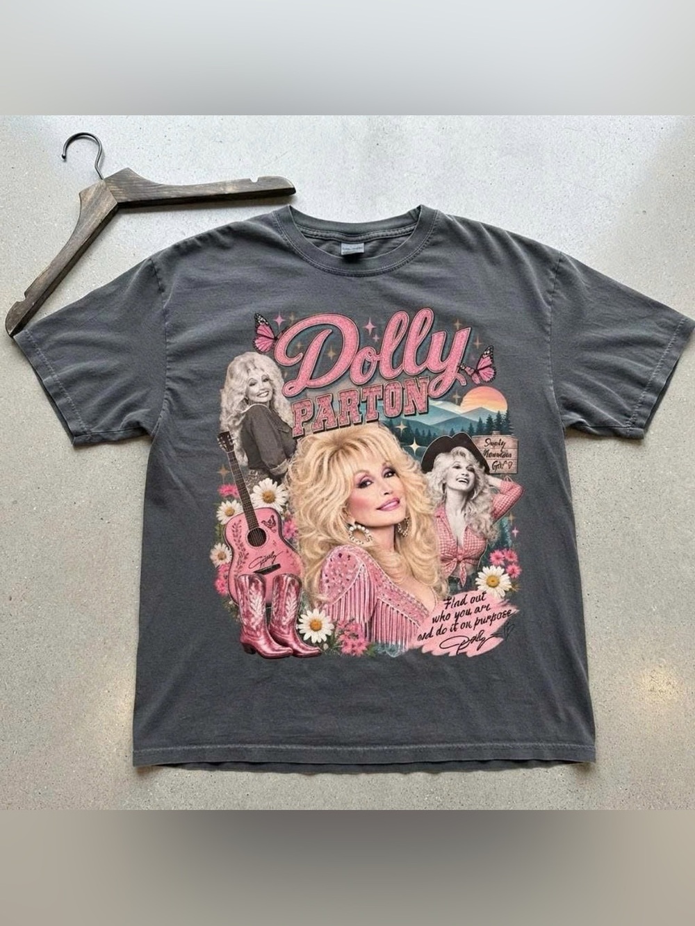 Dolly Parton Pink & Gray Short Sleeve Graphic Tee